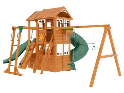 Детская площадка для дачи Клубный домик 2 с трубой и рукоходом Luxe